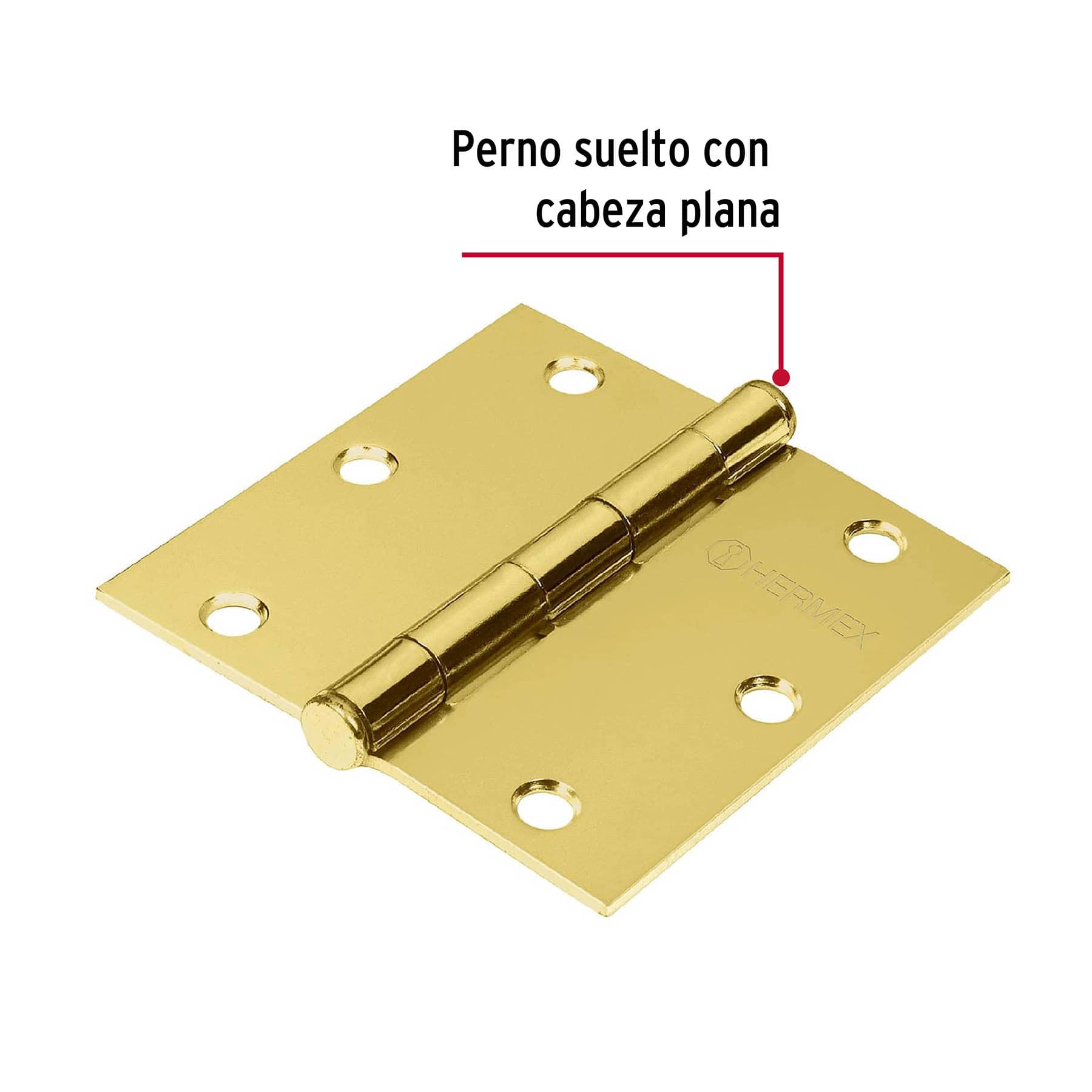 Bisagras cuadradas 3-1/2", acero latonado, plana, blíster 2