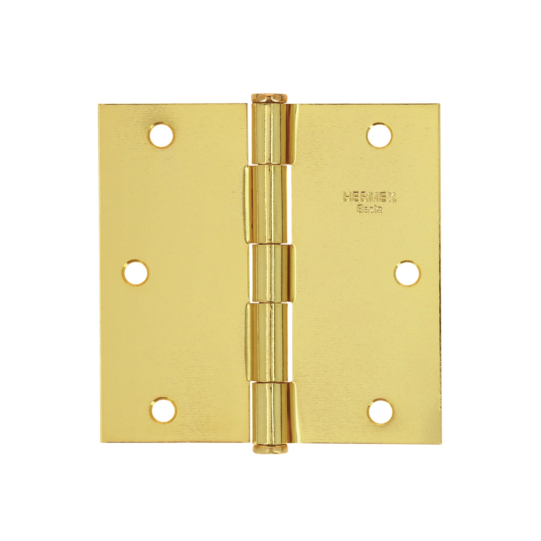 Bisagra cuadrada 3-1/2", acero latonado, plana, Hermex Basic