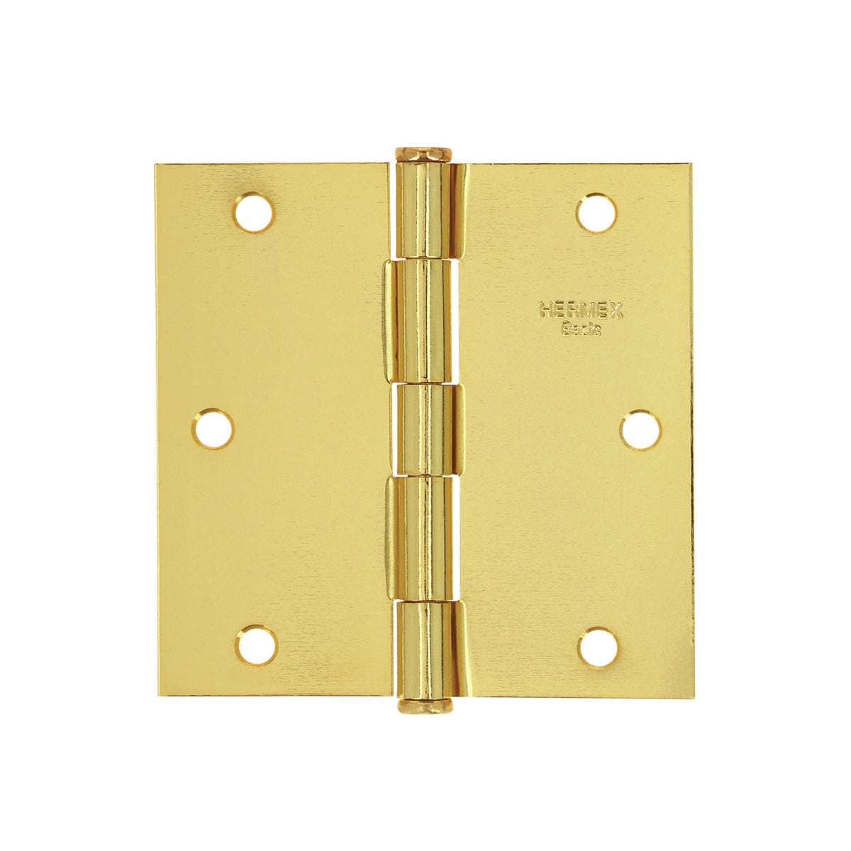Bisagra cuadrada 3-1/2", acero latonado, plana, Hermex Basic