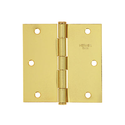 Bisagra cuadrada 3-1/2", acero latonado, plana, Hermex Basic