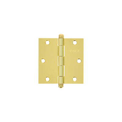 Bisagra cuadrada 3-1/2", acero latonado, redonda