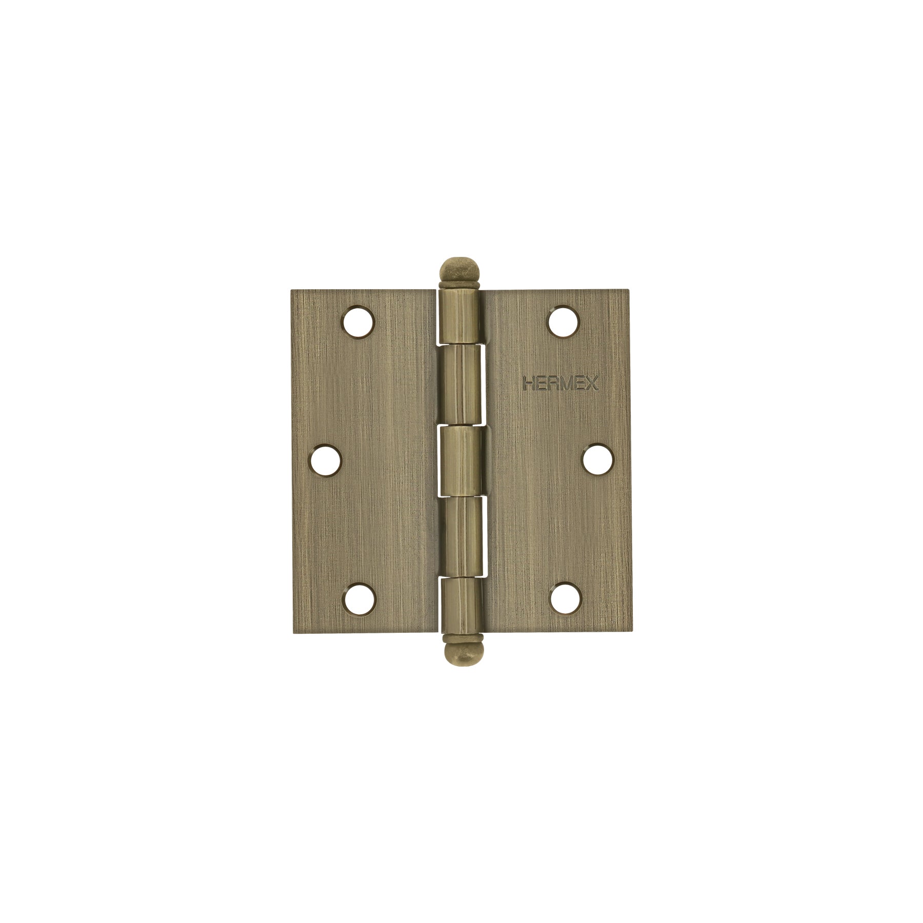 Bisagra cuadrada 3-1/2", acero latonado antiguo, redonda