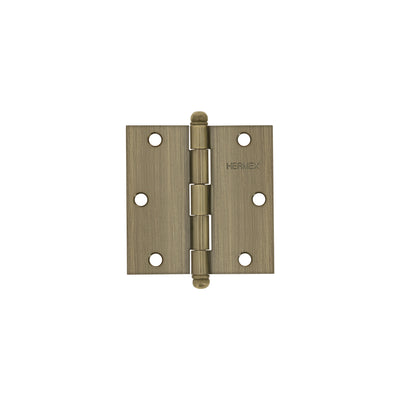 Bisagra cuadrada 3-1/2", acero latonado antiguo, redonda