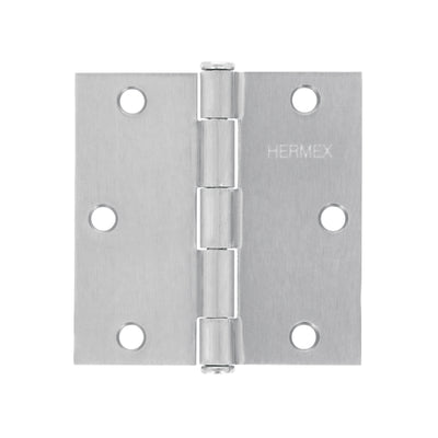 Bisagra cuadrada 3-1/2", acero cromo mate, plana