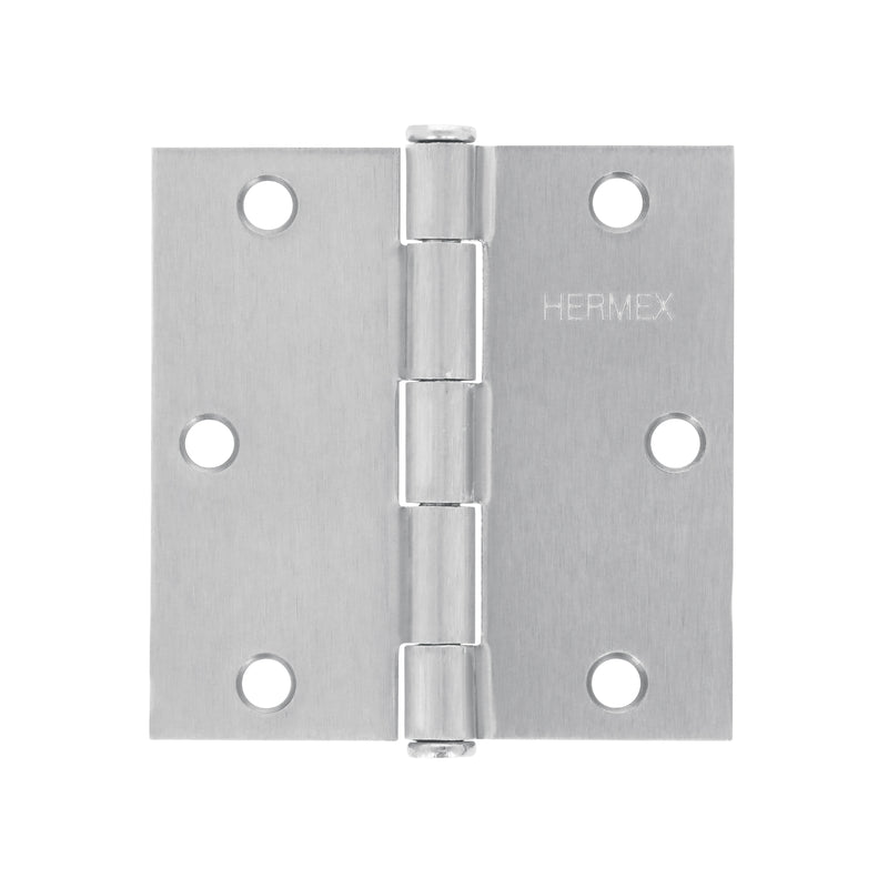 Bisagra cuadrada 3-1/2", acero cromo mate, plana