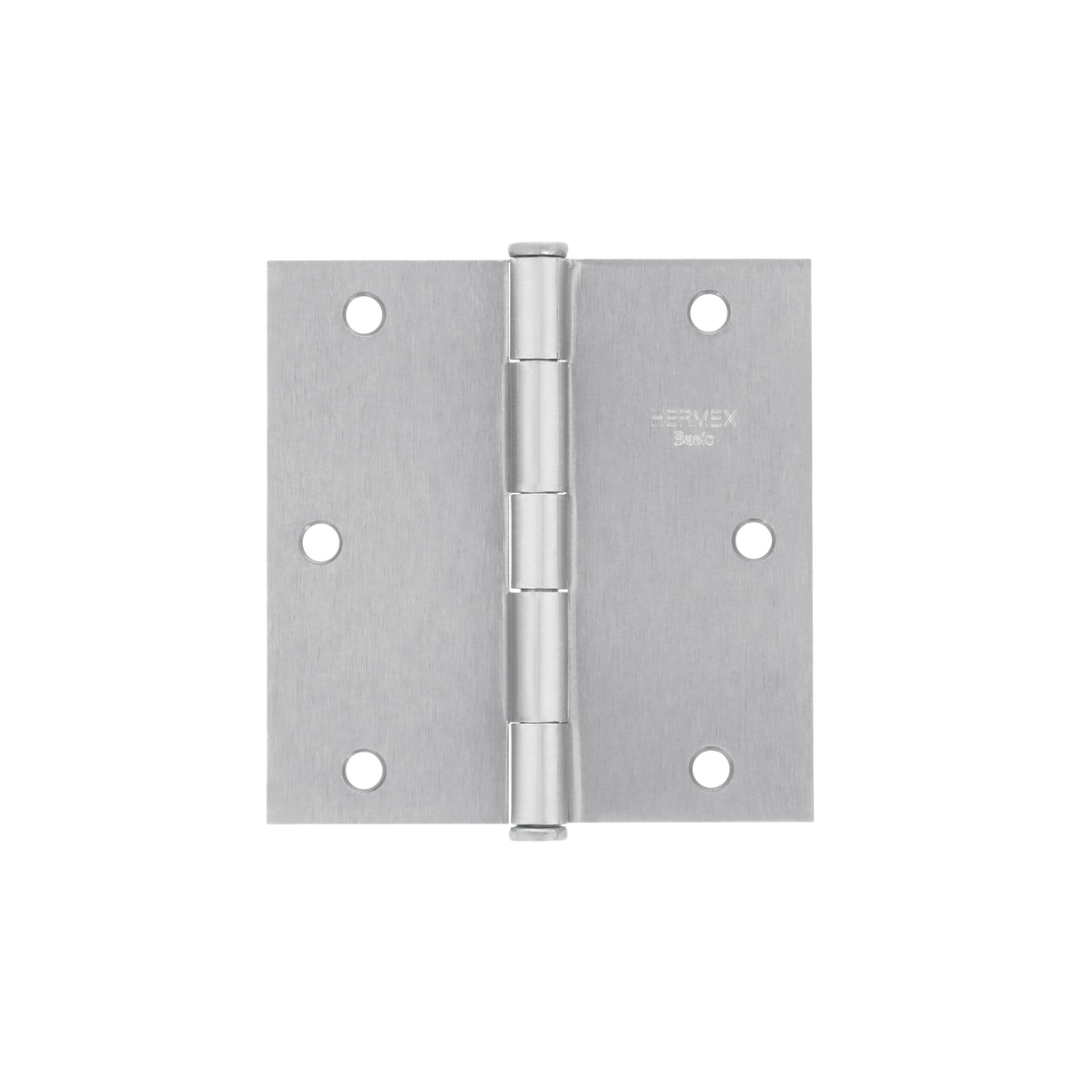 Bisagra cuadrada 3-1/2", acero cromo mate,plana,Hermex Basic