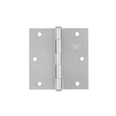 Bisagra cuadrada 3-1/2", acero cromo mate,plana,Hermex Basic