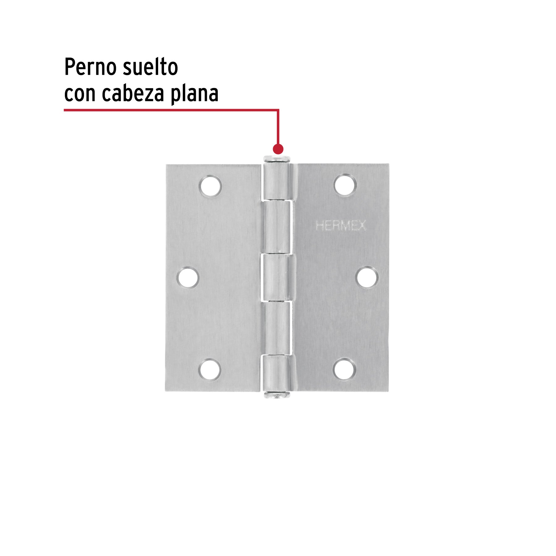 Bisagra cuadrada 3-1/2", acero cromo mate, plana