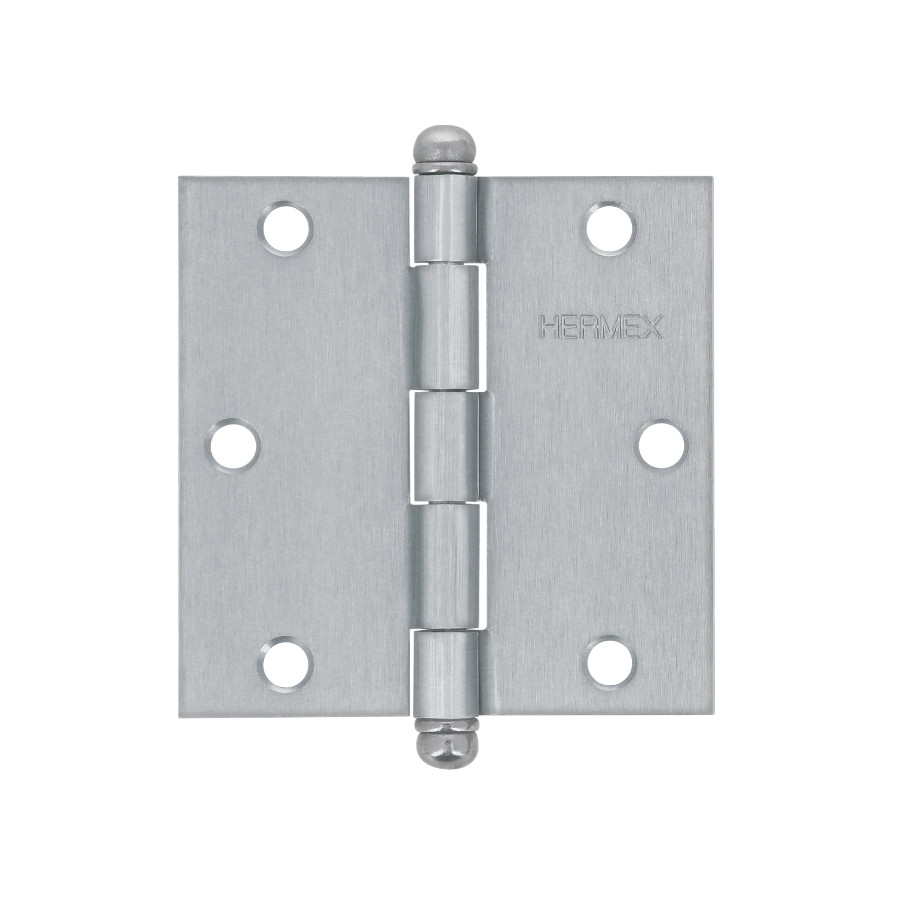 Bisagra cuadrada 3-1/2", acero cromo mate, redonda
