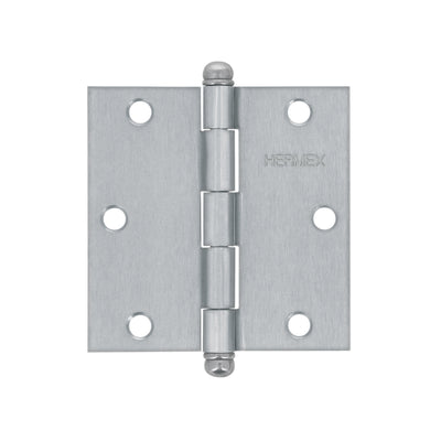 Bisagra cuadrada 3-1/2", acero cromo mate, redonda
