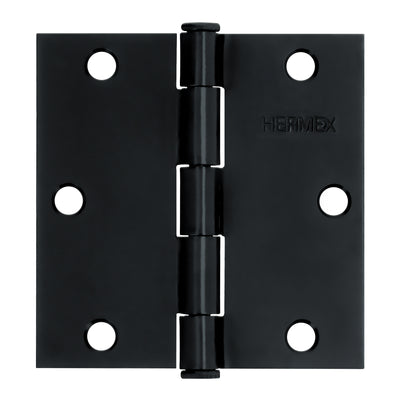 Bisagra cuadrada 3 1/2' acero negro, cabeza plana, Hermex