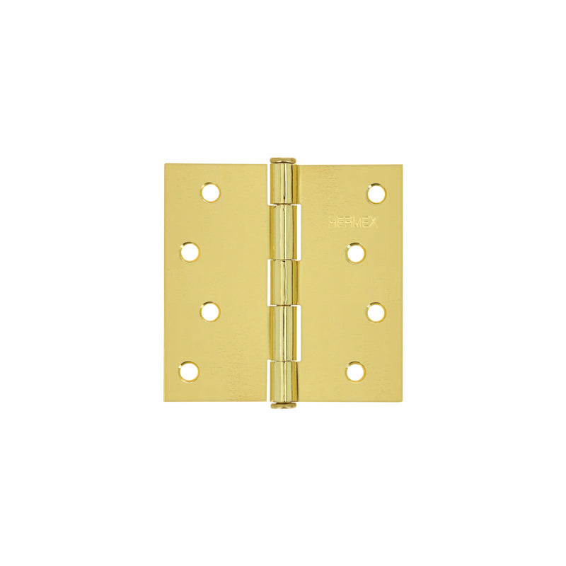 Bisagra cuadrada 4", acero latonado, plana