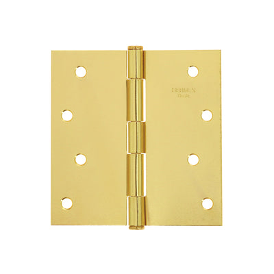 Bisagra cuadrada, 4", acero latonado, plana, Hermex Basic