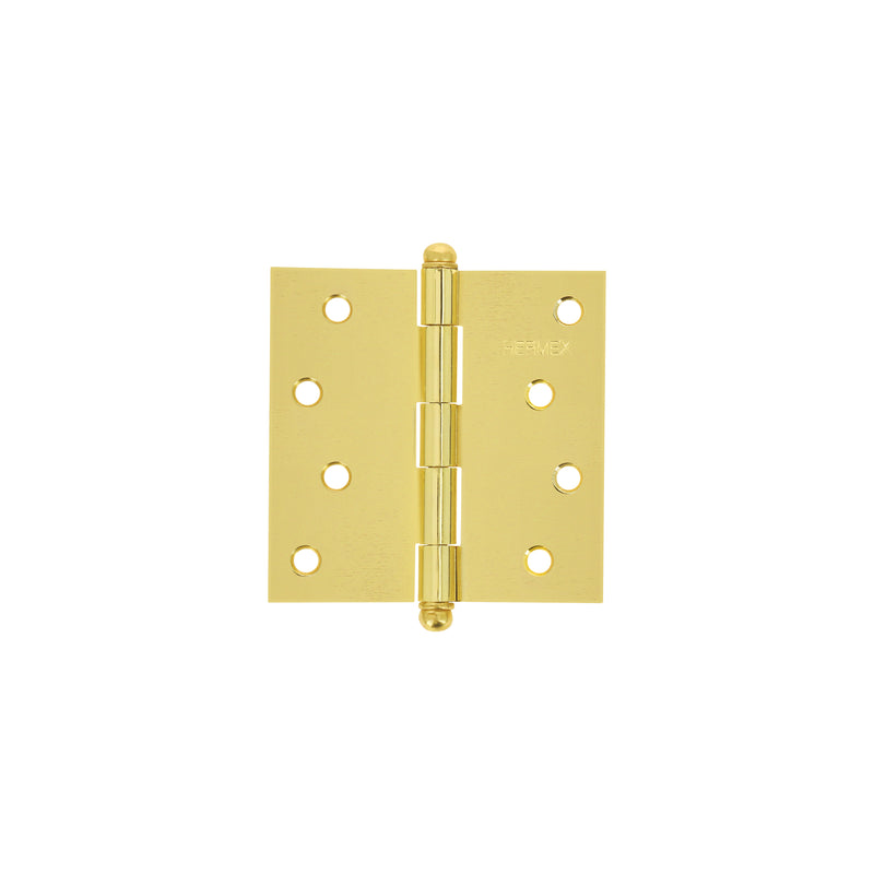 Bisagra cuadrada 4", acero latonado, redonda
