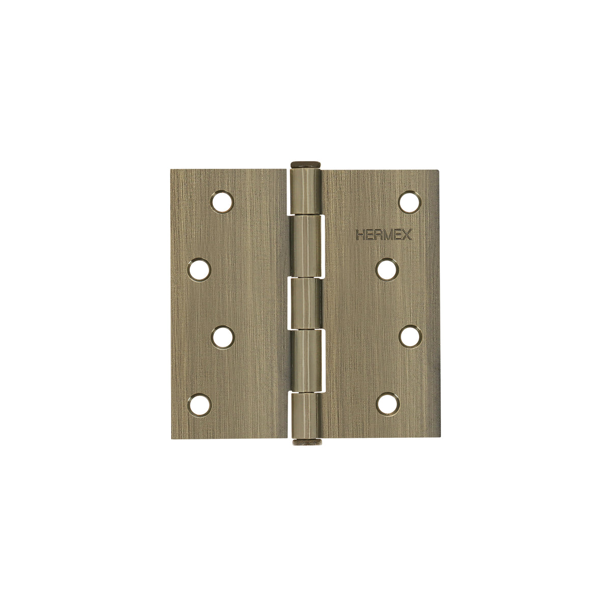 Bisagra cuadrada 4", acero latonado antiguo, plana