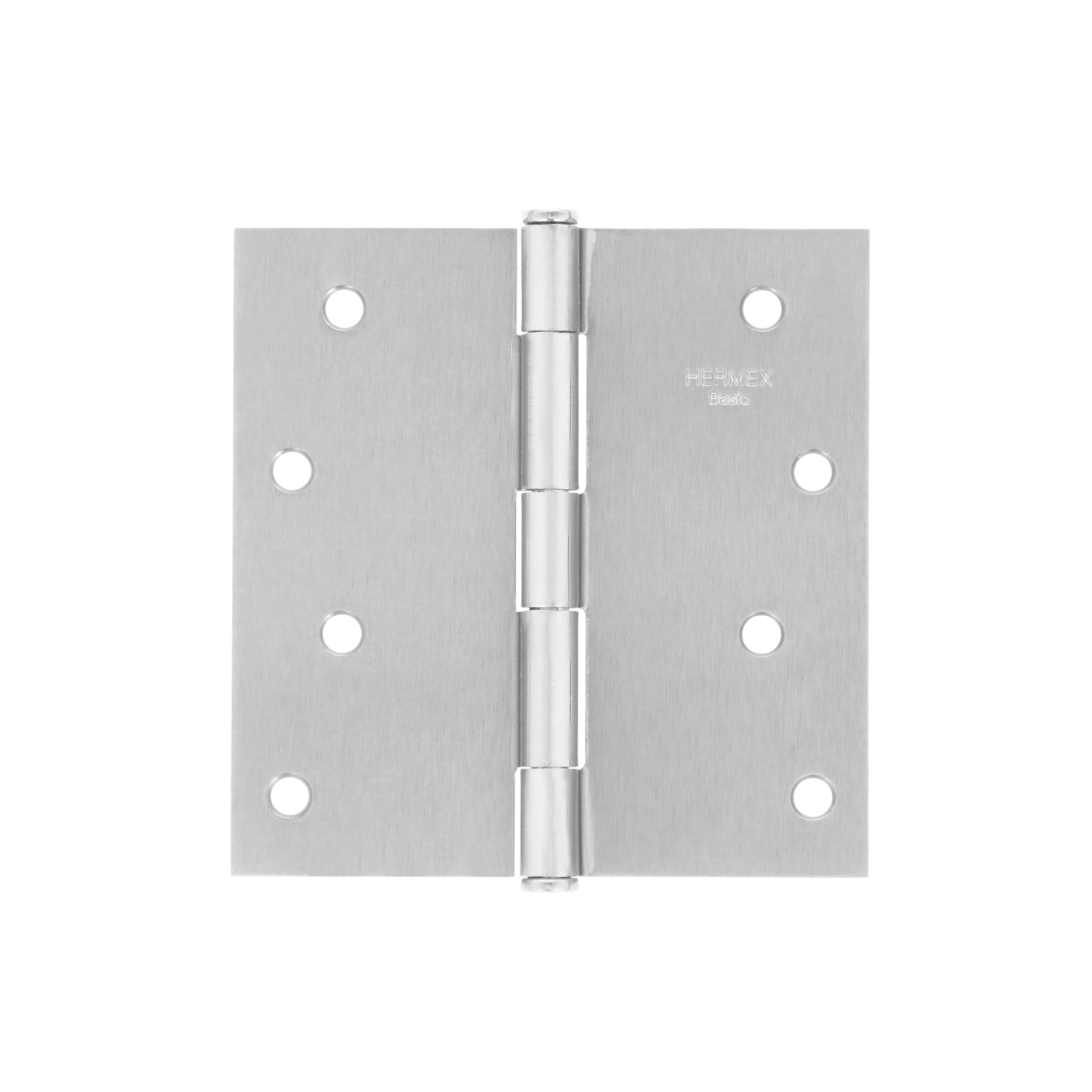 Bisagra cuadrada 4", acero cromo mate, plana, Hermex Basic