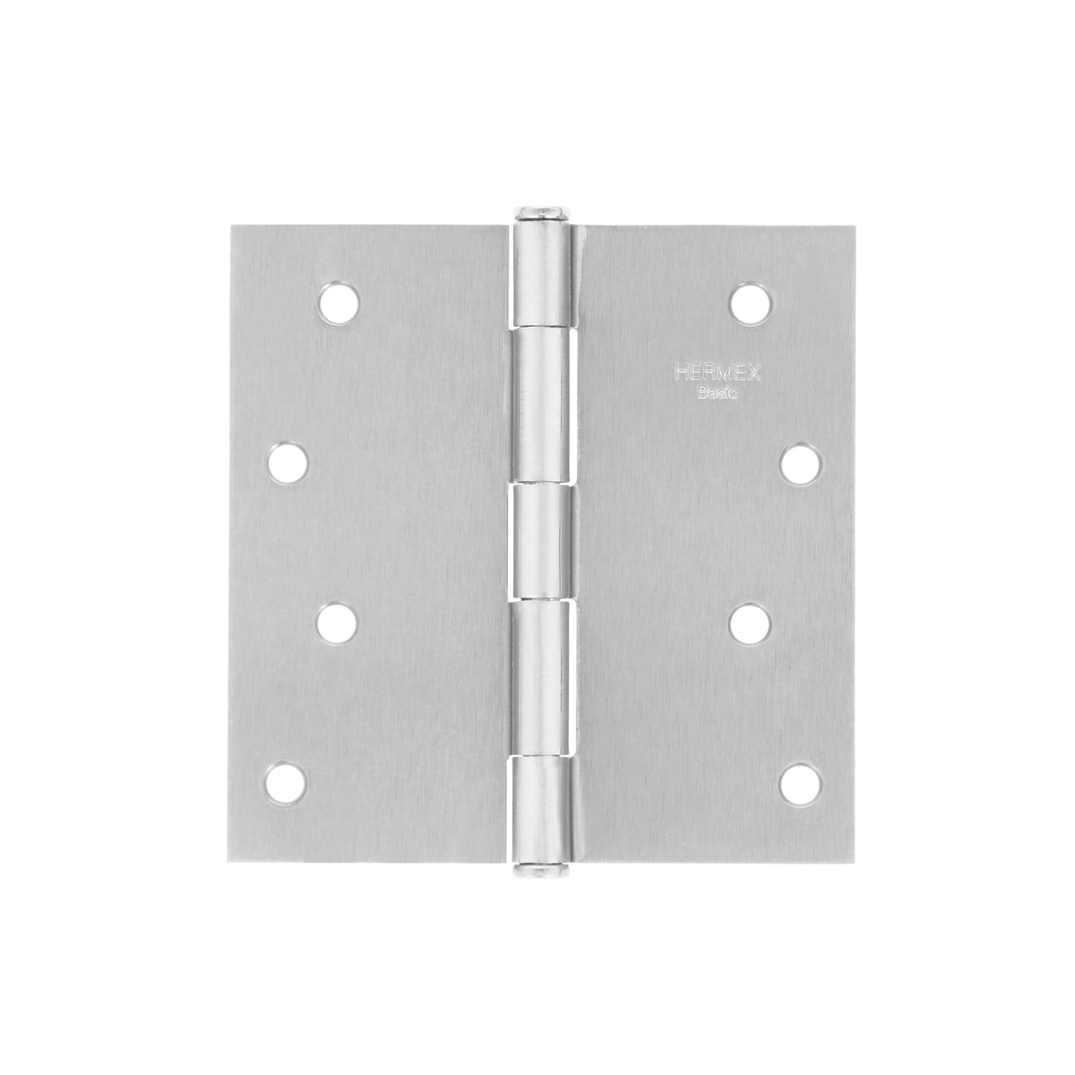 Bisagra cuadrada 4", acero cromo mate, plana, Hermex Basic