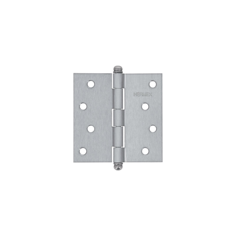 Bisagra cuadrada 4", acero cromo mate, redonda