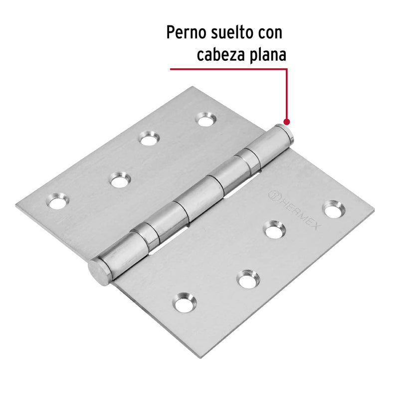 Bisagra cuadrada 4", acero inoxidable, plana