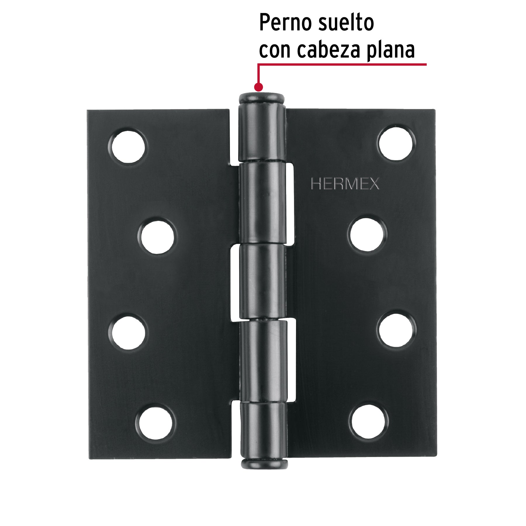 Bisagra cuadrada 4' acero negro, cabeza plana, Hermex