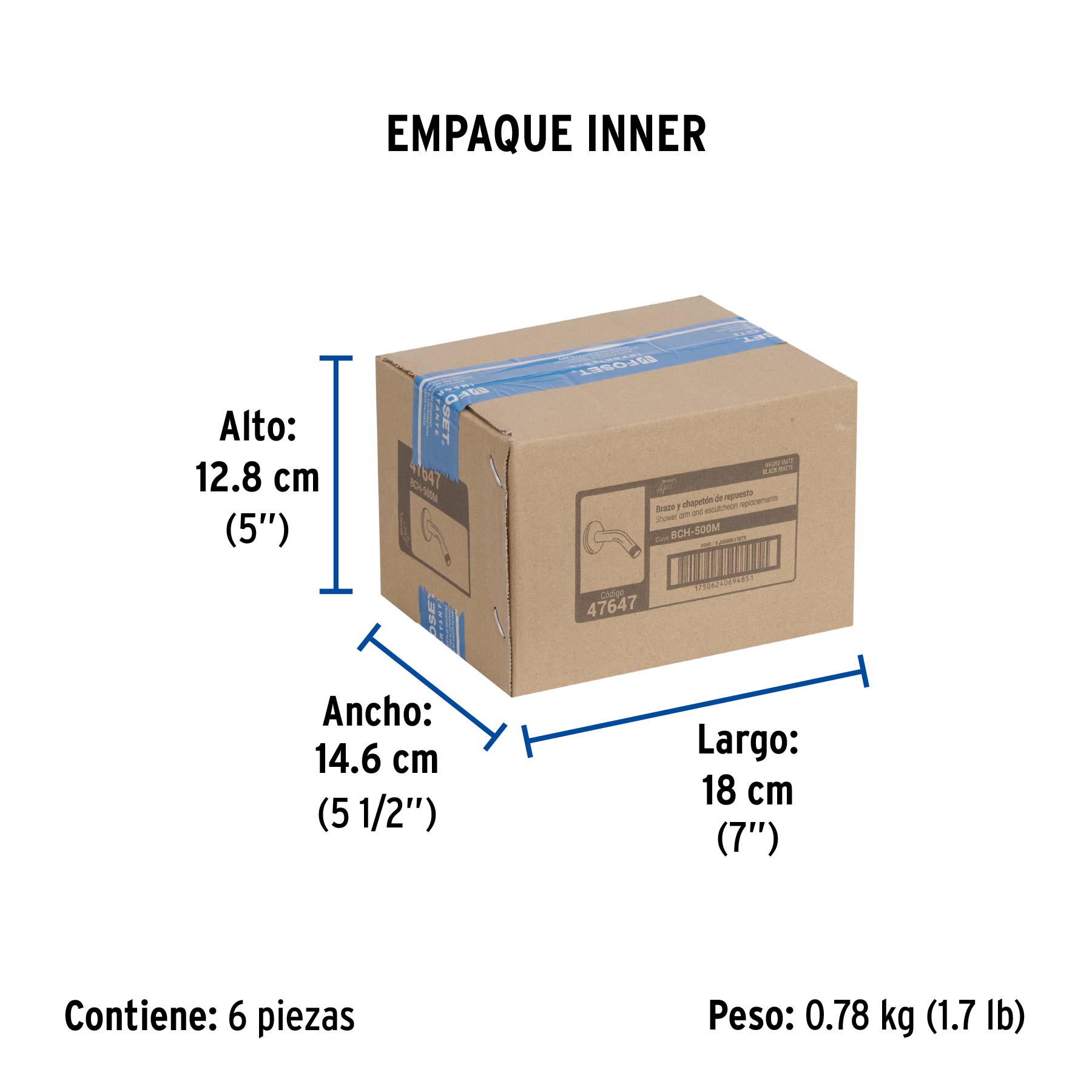 Brazo corto con chapetón para regadera, negro mate