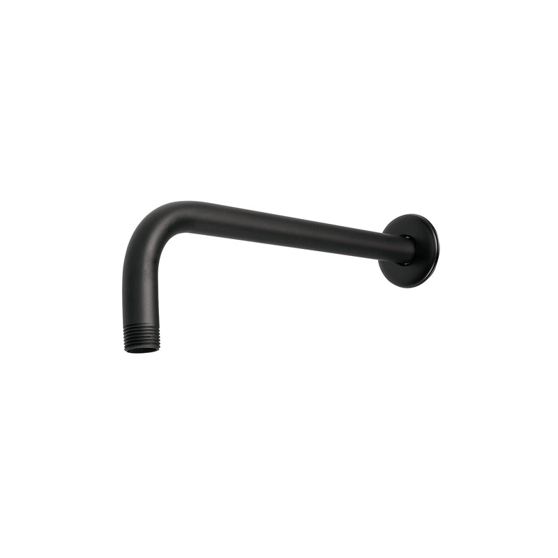 Brazo recto con chapetón para regadera, 40 cm, negro mate