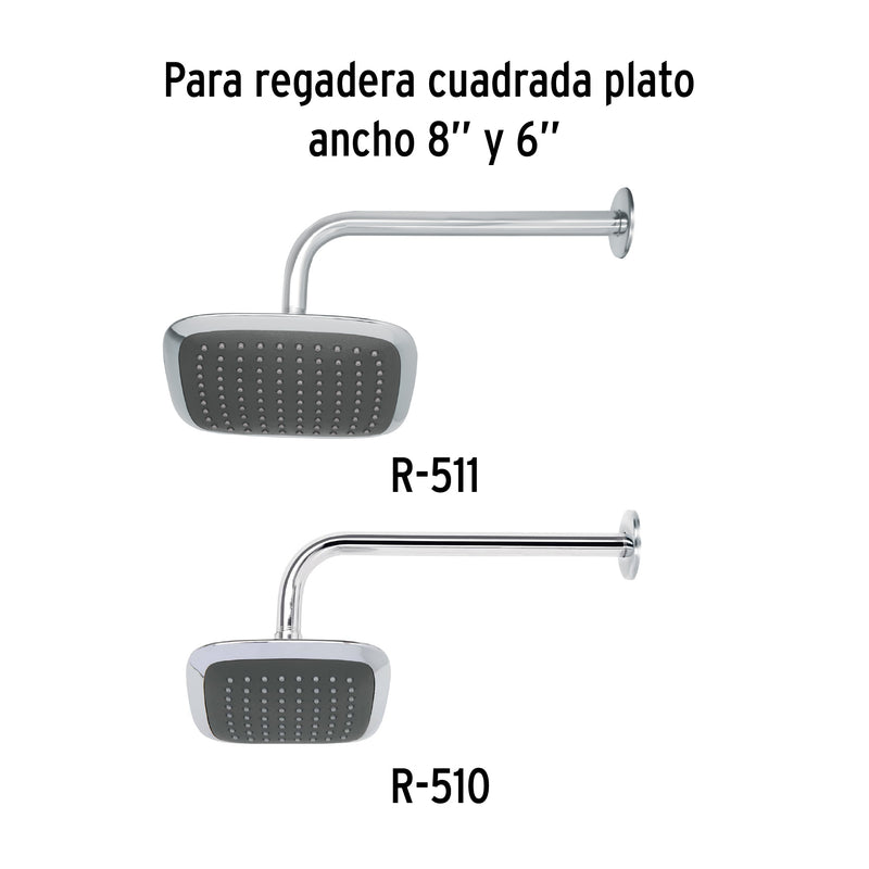 Brazo y chapetón recto de repuesto para regadera, Aqua