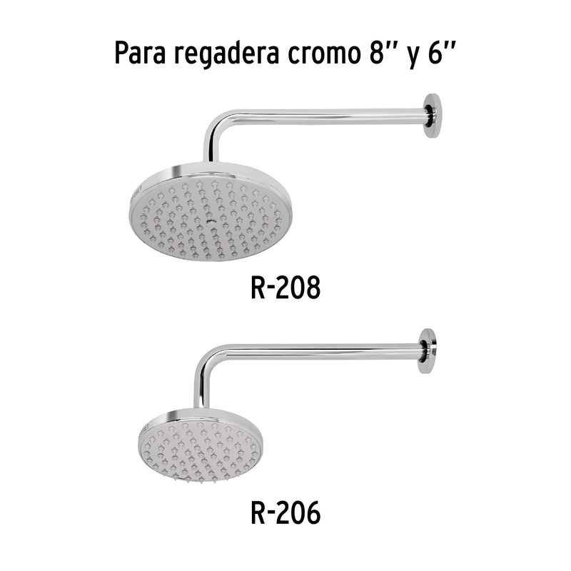 Brazo y chapetón de repuesto para regadera, 30 cm