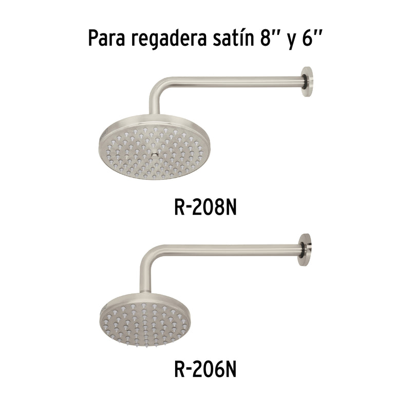 Brazo y chapetón de repuesto para regadera techo, satinado
