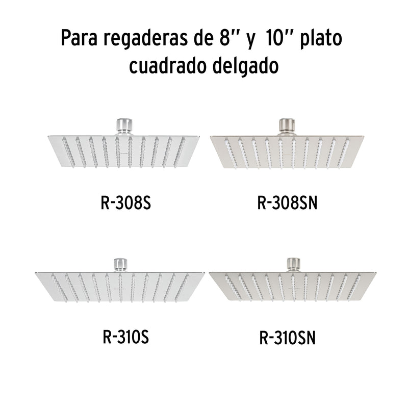 Brazo y chapetón para regadera, 50 cm, cromado, Riviera