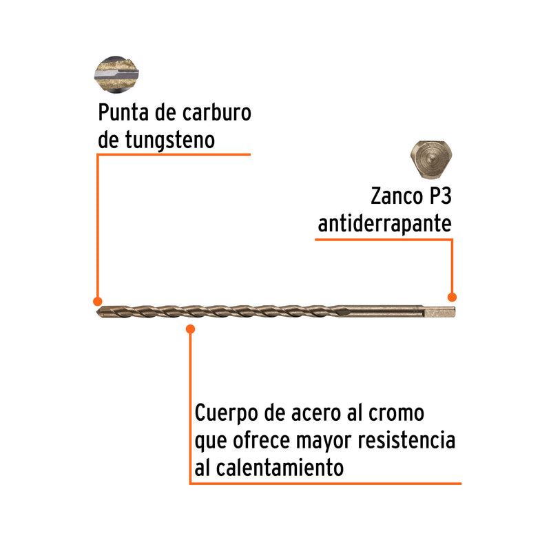 Broca para concreto, 1/2 x 12"