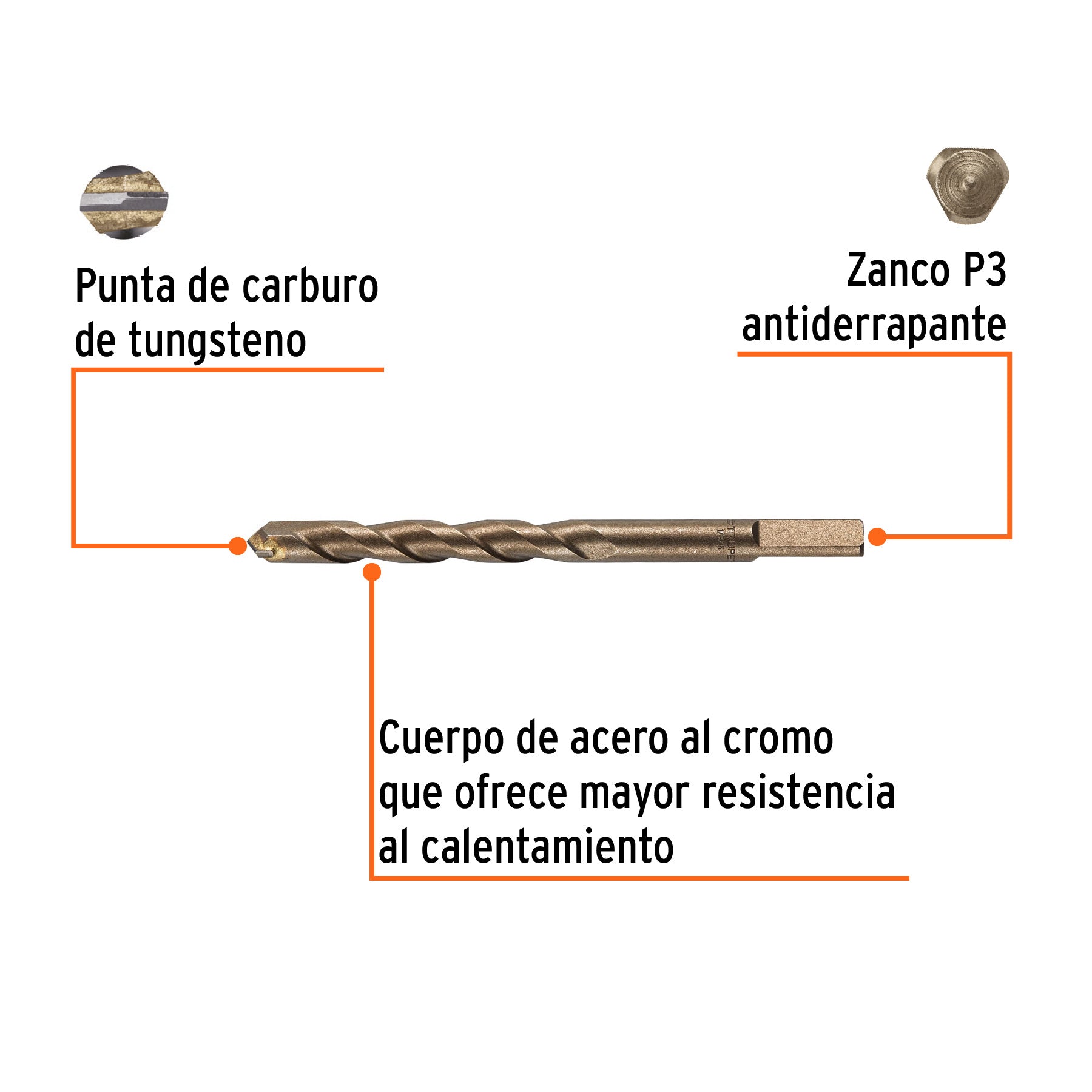 Broca para concreto, 1/2 x 6" en blister
