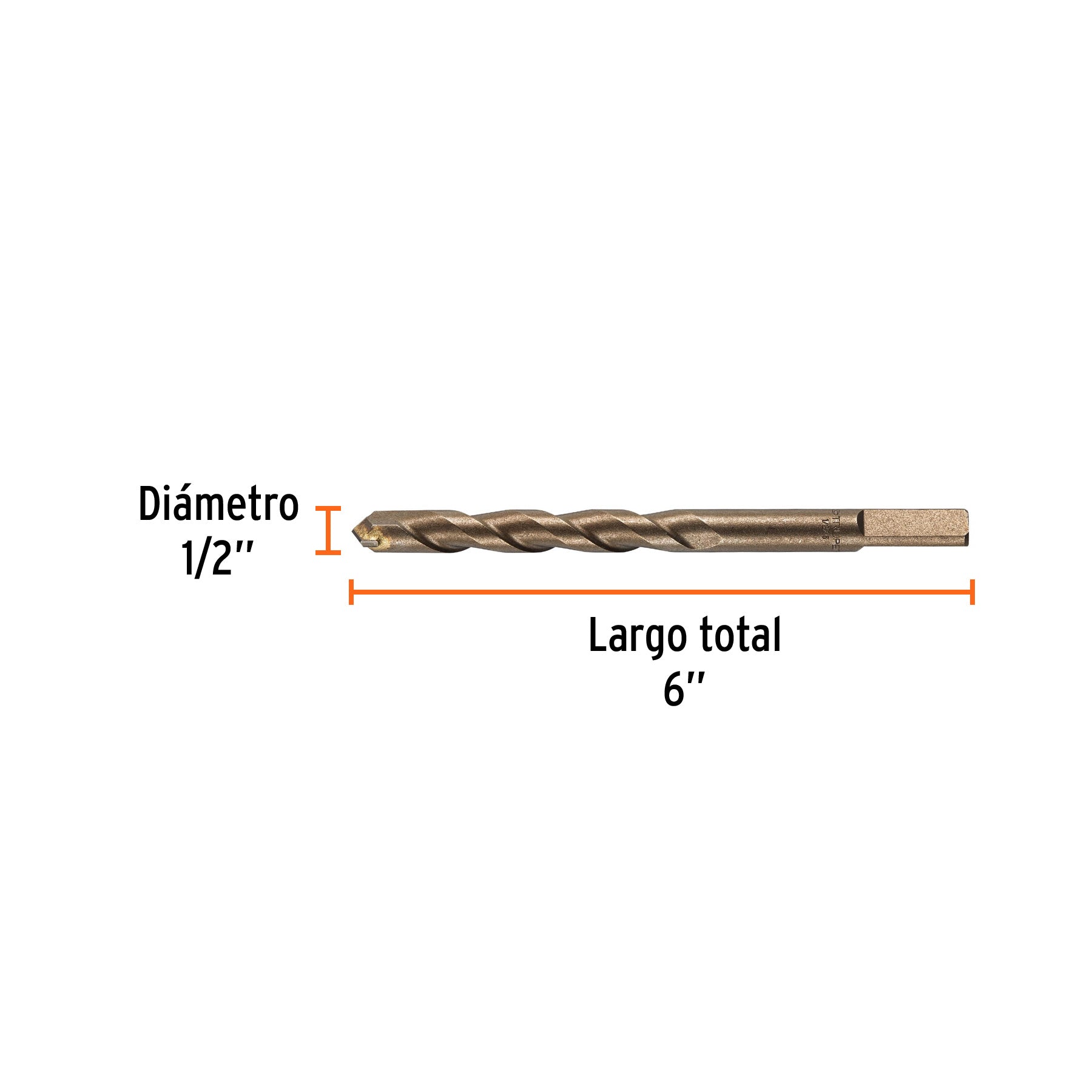 Broca para concreto, 1/2 x 6" en blister