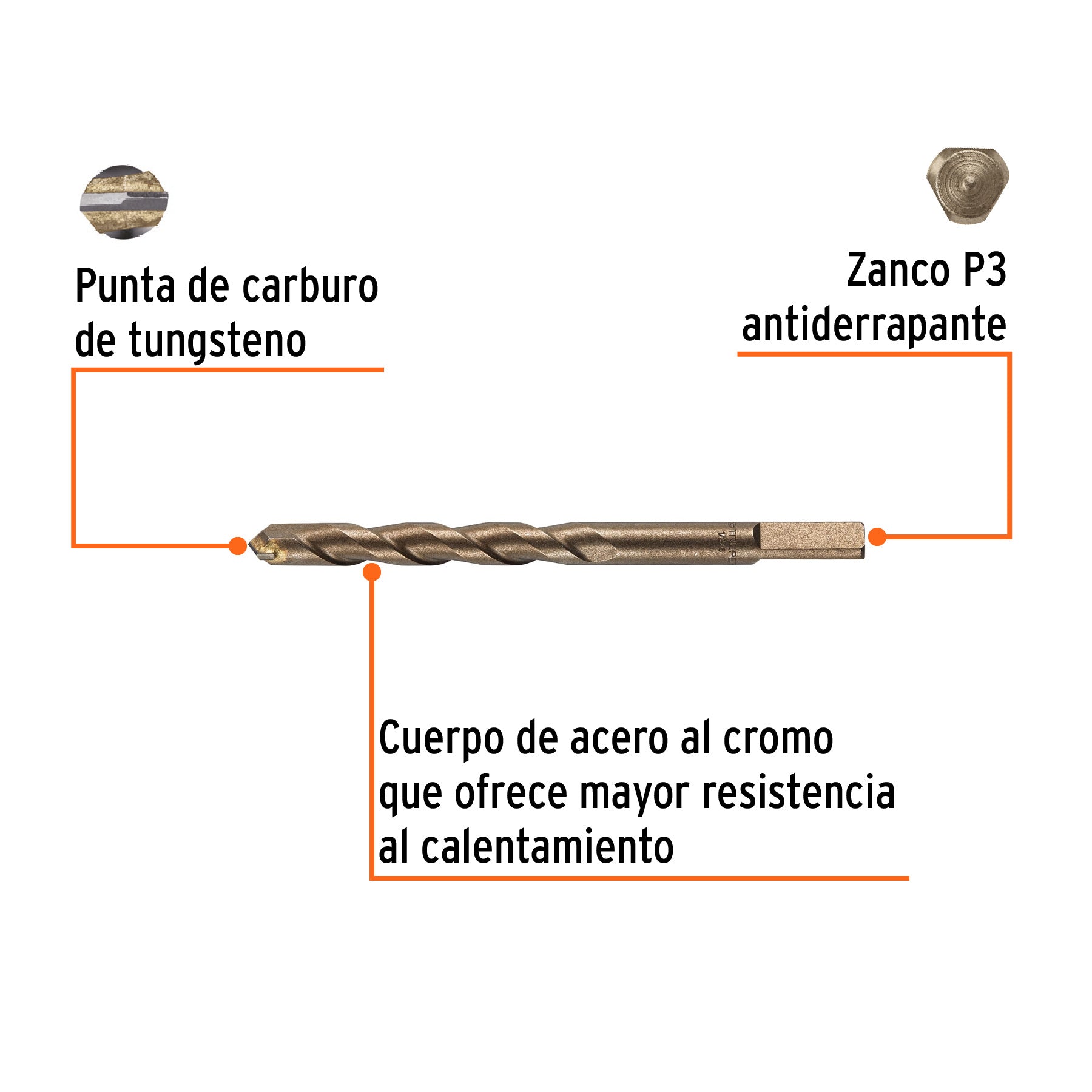 Broca para concreto, 1/2 x 6"