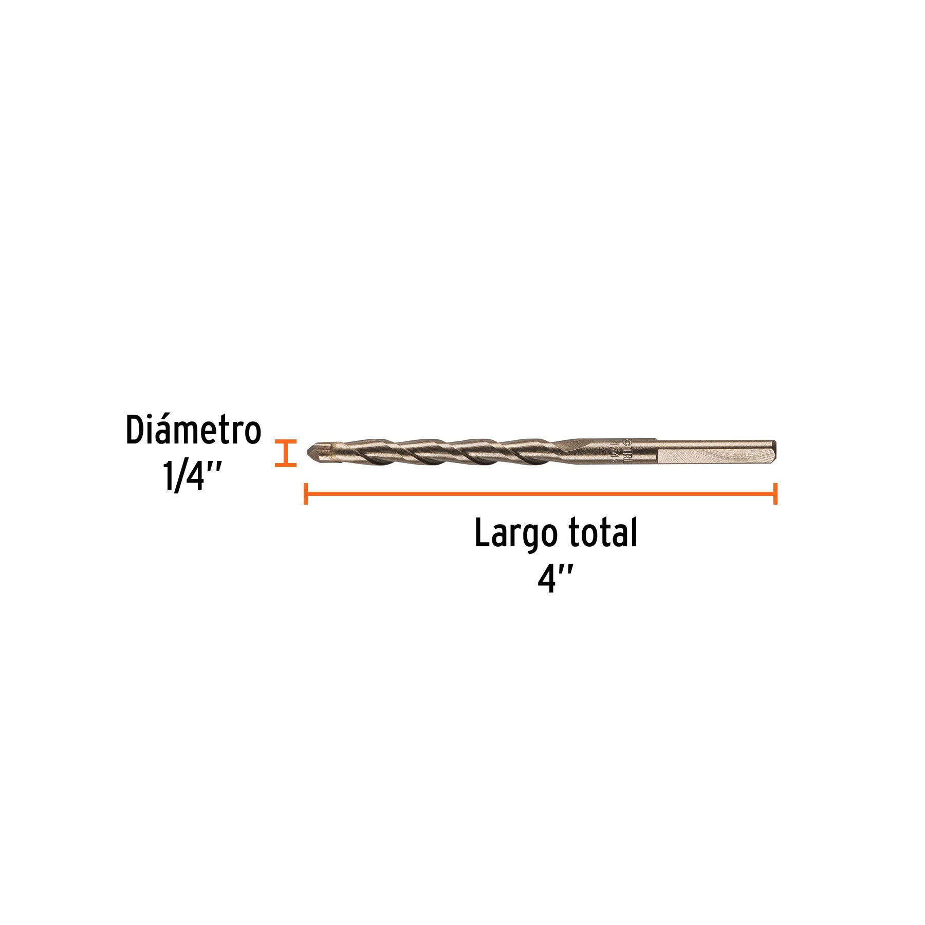 Broca para concreto, 1/4 x 4" en blister