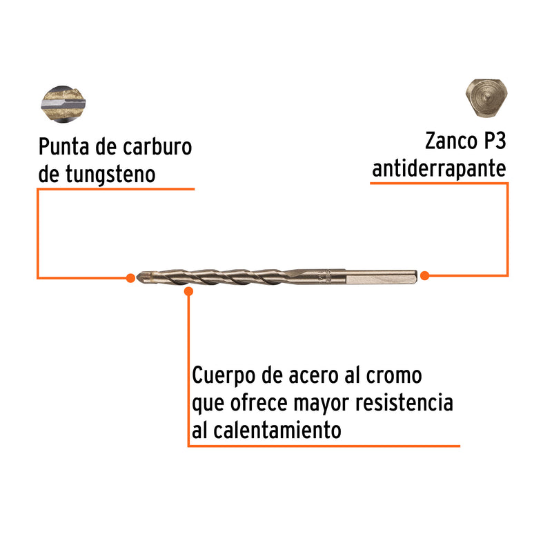 Broca para concreto, 1/4 x 4"