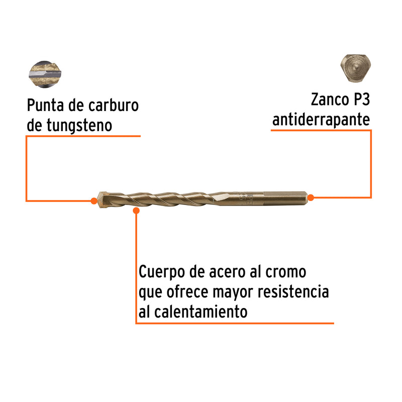 Broca para concreto 10 x 125 mm, Truper