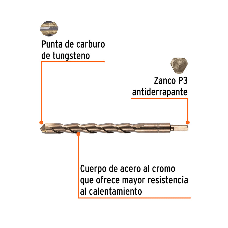 Broca para concreto, 1 x 12"