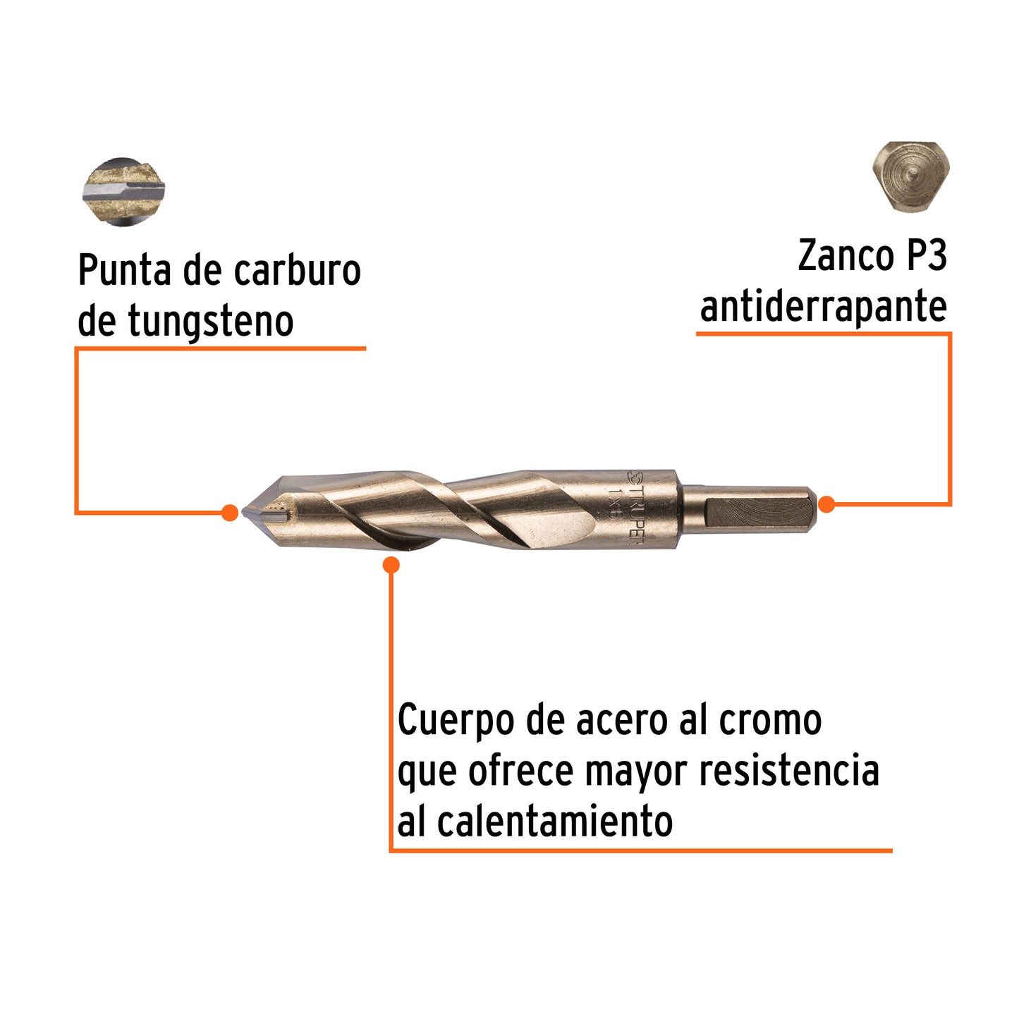 Broca para concreto, 1 x 6"