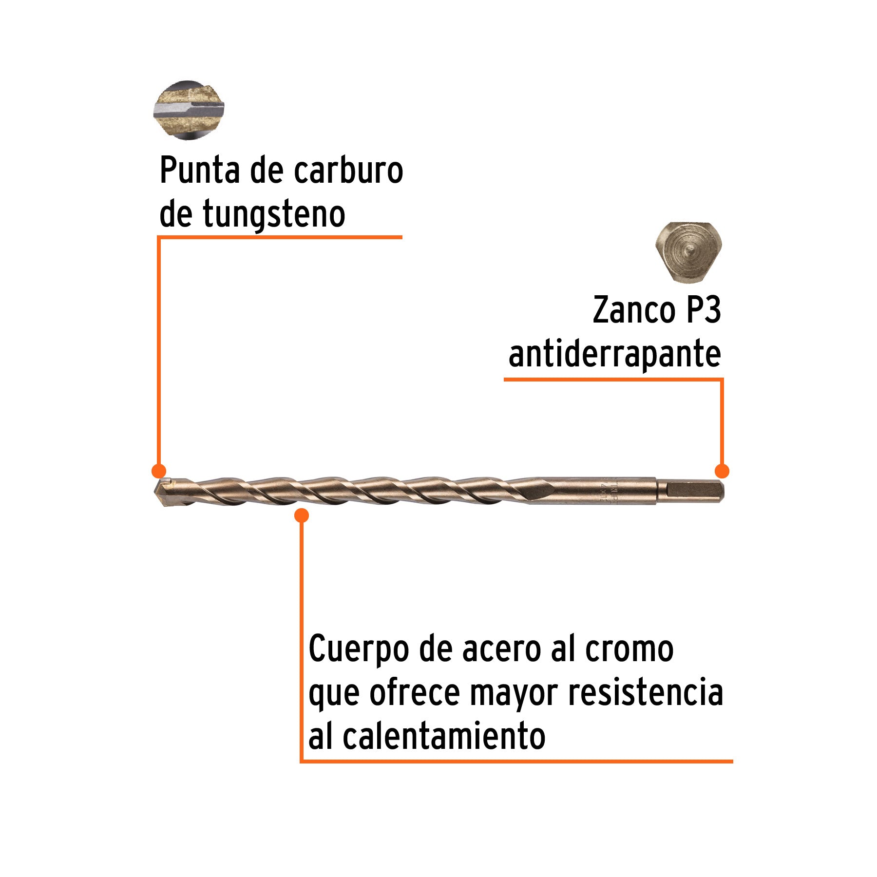 Broca para concreto, 3/4 x 12"