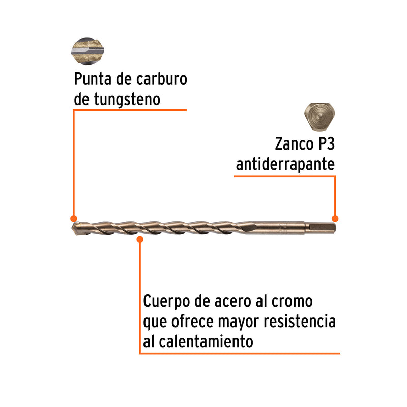 Broca para concreto, 3/4 x 12"