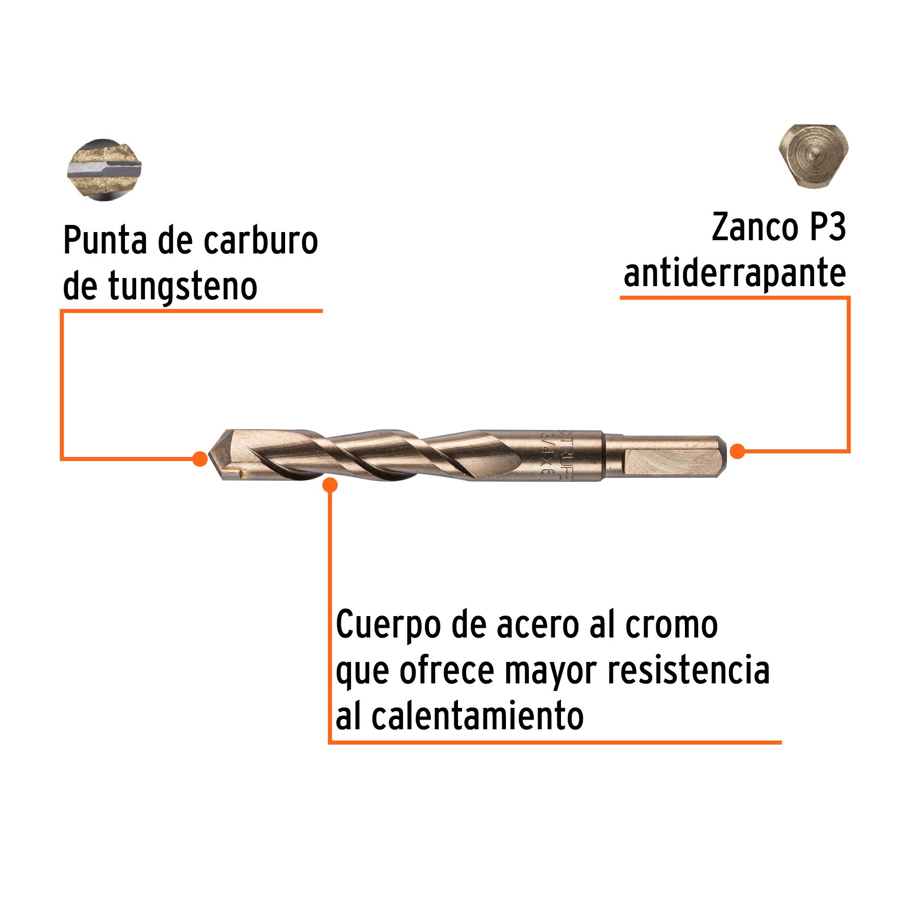 Broca para concreto, 3/4 x 6"