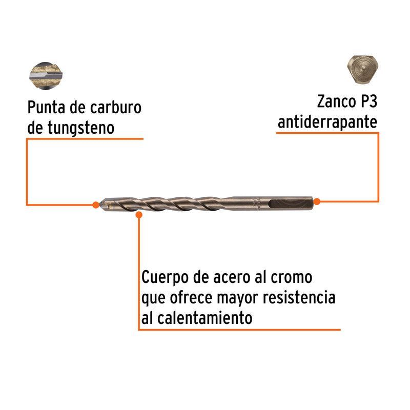 Broca para concreto, 3/8 x 5"
