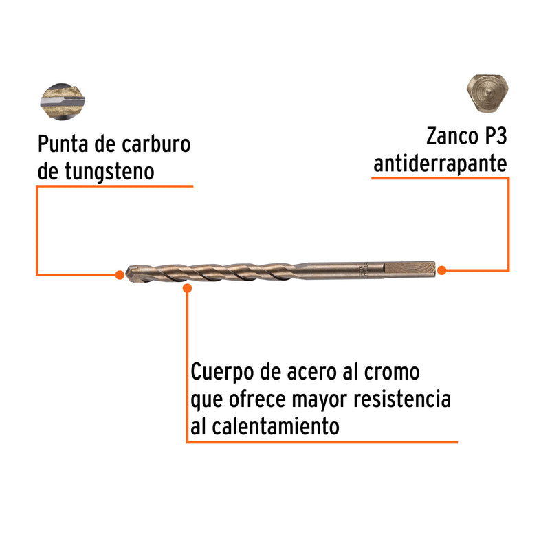 Broca para concreto, 3/8 x 6"