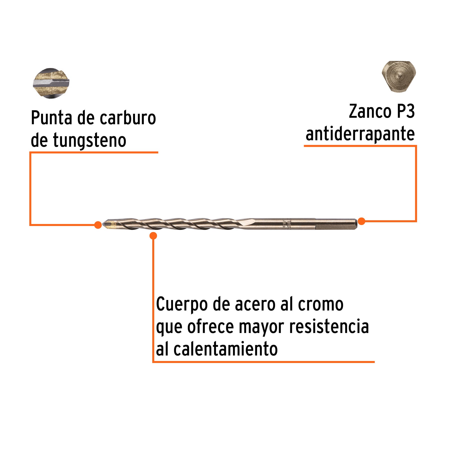 Broca para concreto, 5/16 x 6"