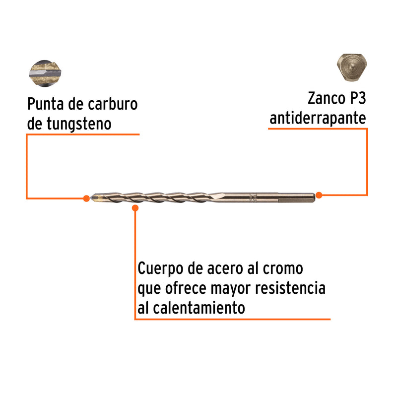 Broca para concreto, 5/16 x 6"