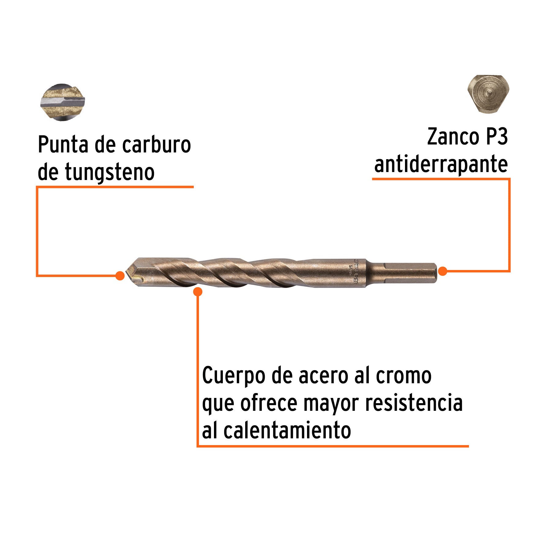 Broca para concreto, 5/8 x 6"
