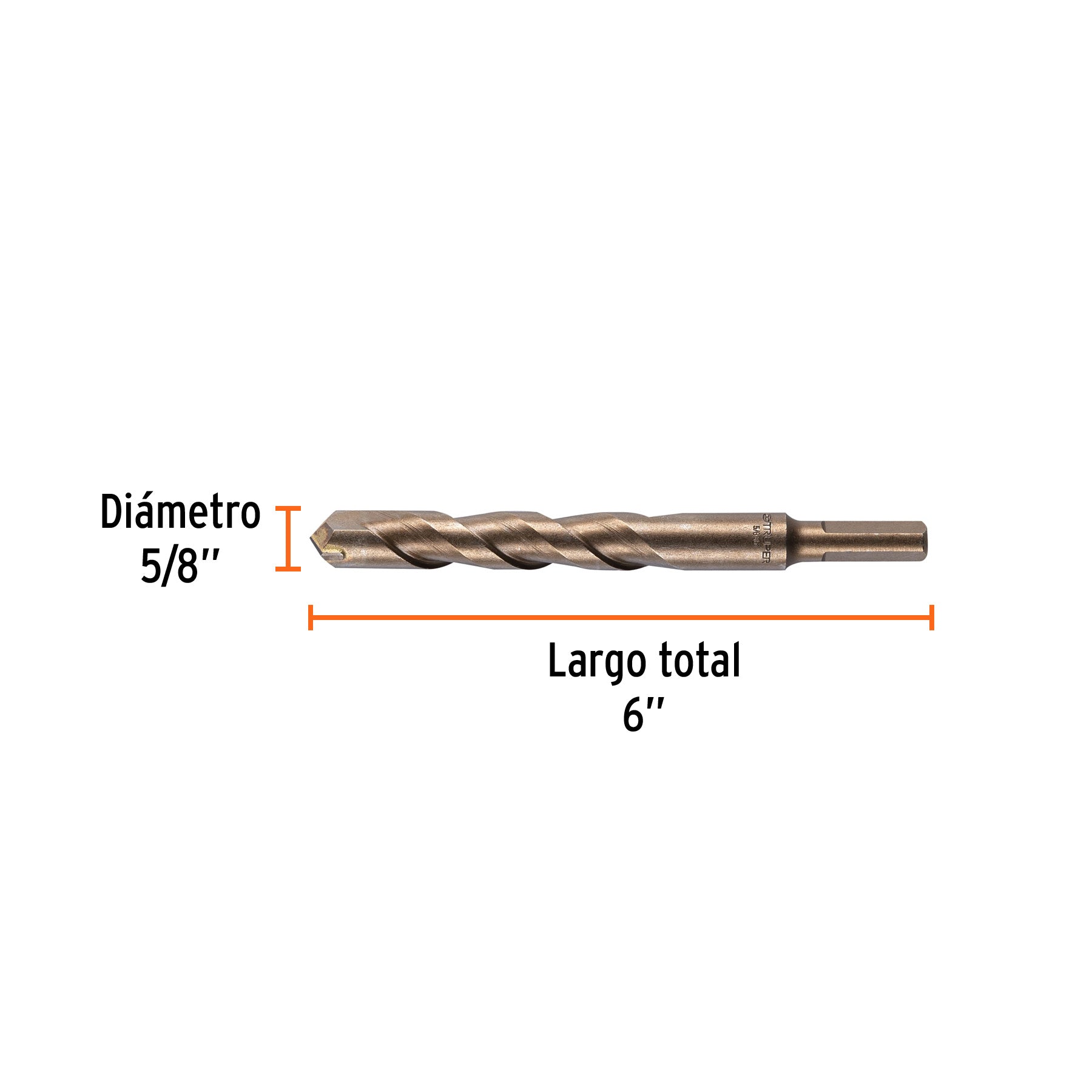 Broca para concreto, 5/8 x 6"