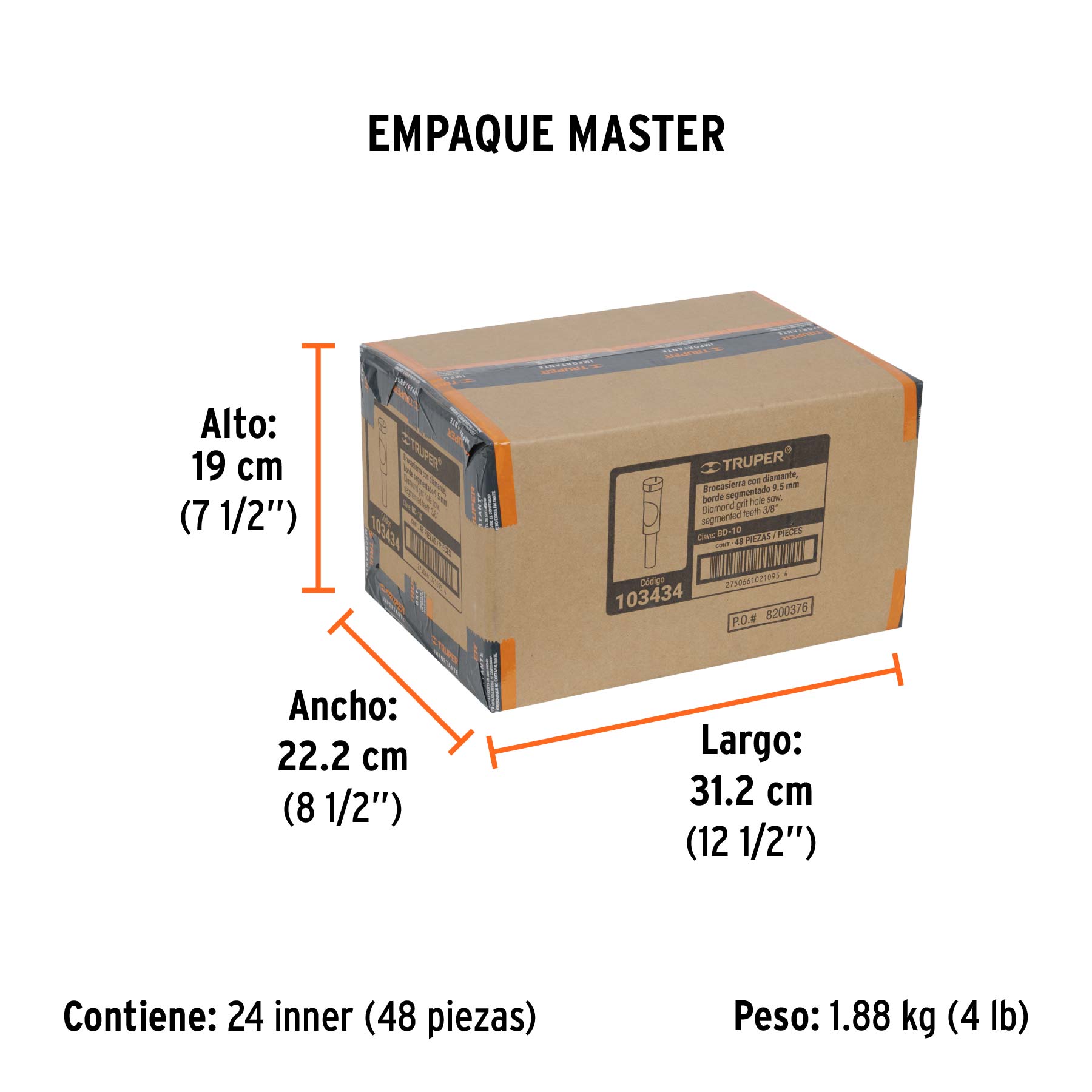 Broca diamantada 10mm (3/8'), TRUPER