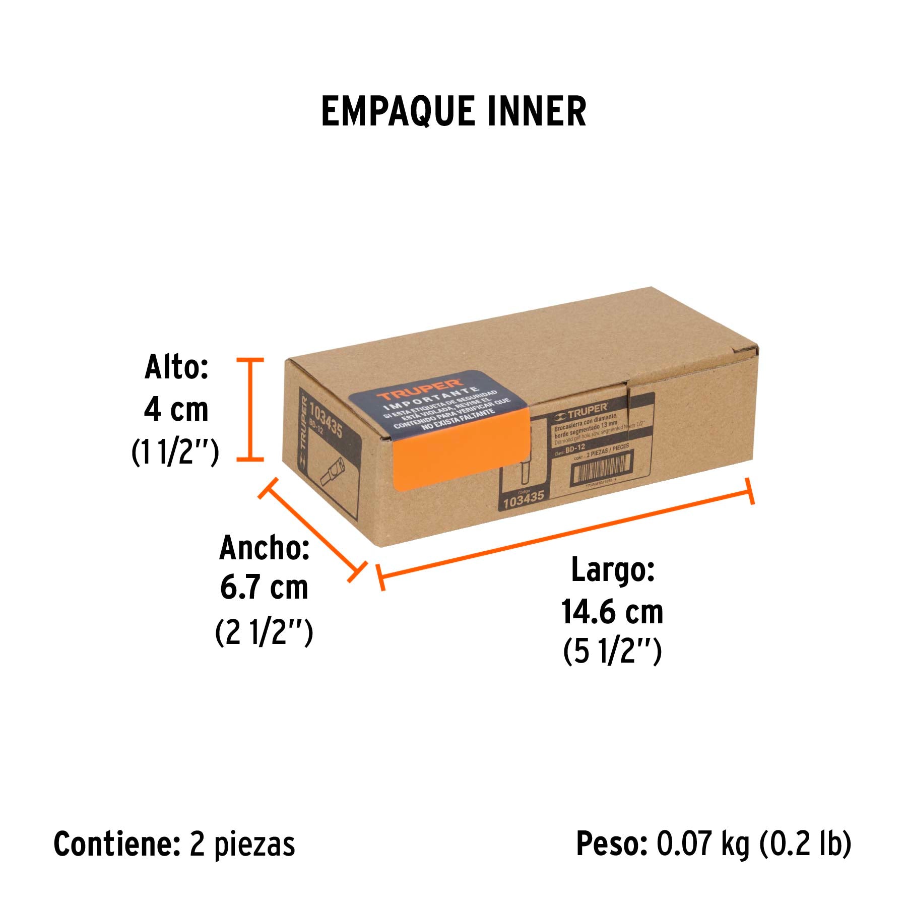 Broca diamantada 12mm (1/2'), TRUPER